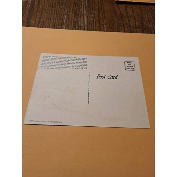 Vintage Gordon Johncock #28 NASCAR Postcard STP Haas Chevy Talladega 5x7 - Picture 2 of 2